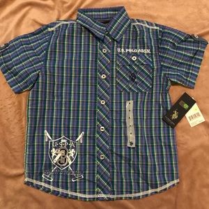 Boys Polo Short Sleeve Button Down Shirt